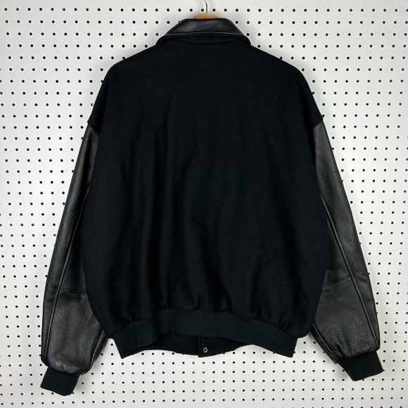Vintage Jack Daniels Letterman Bomber‎ Jacket Size XL 100% Leather Wool Promo - Picture 4 of 8